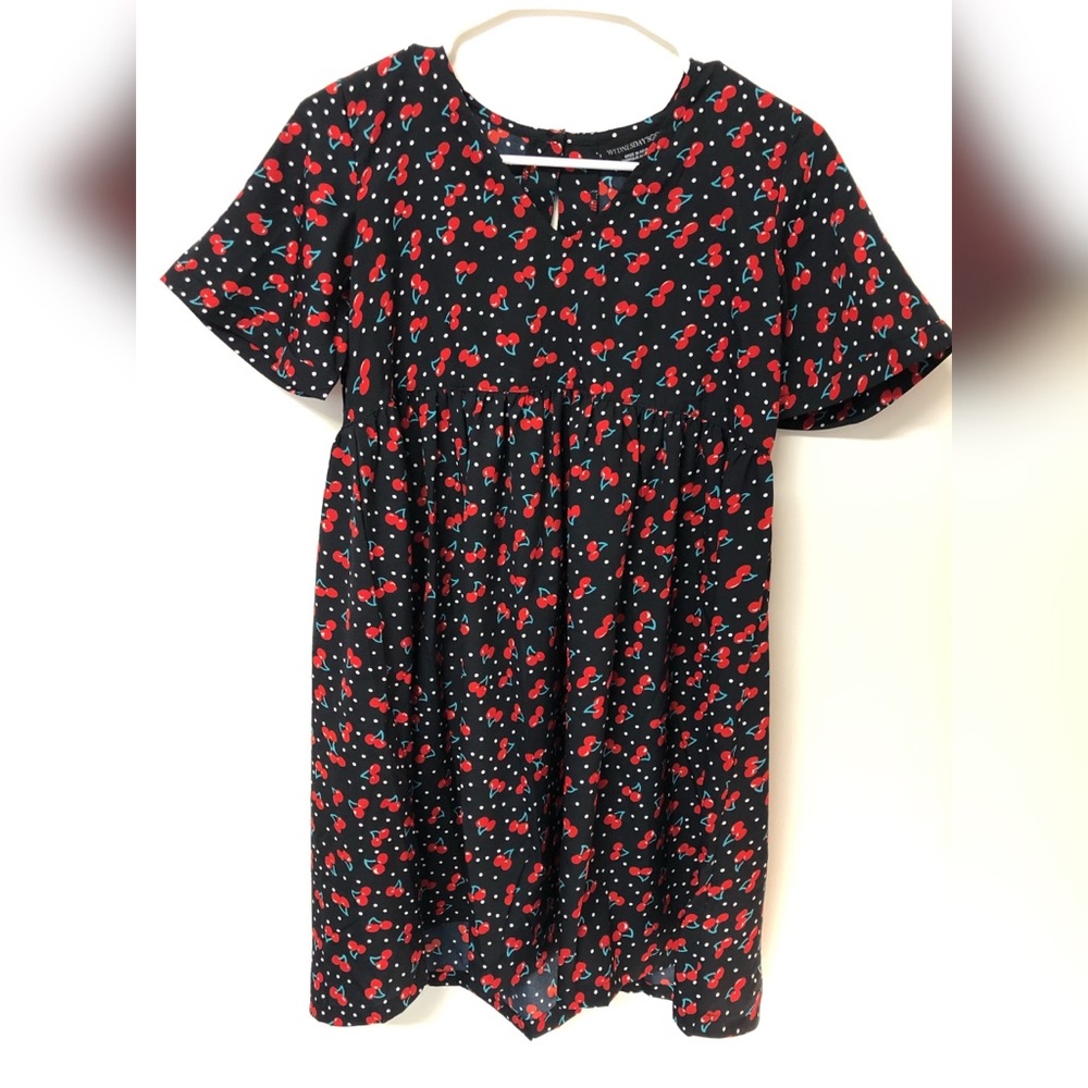 Cherry Print Smock Dress